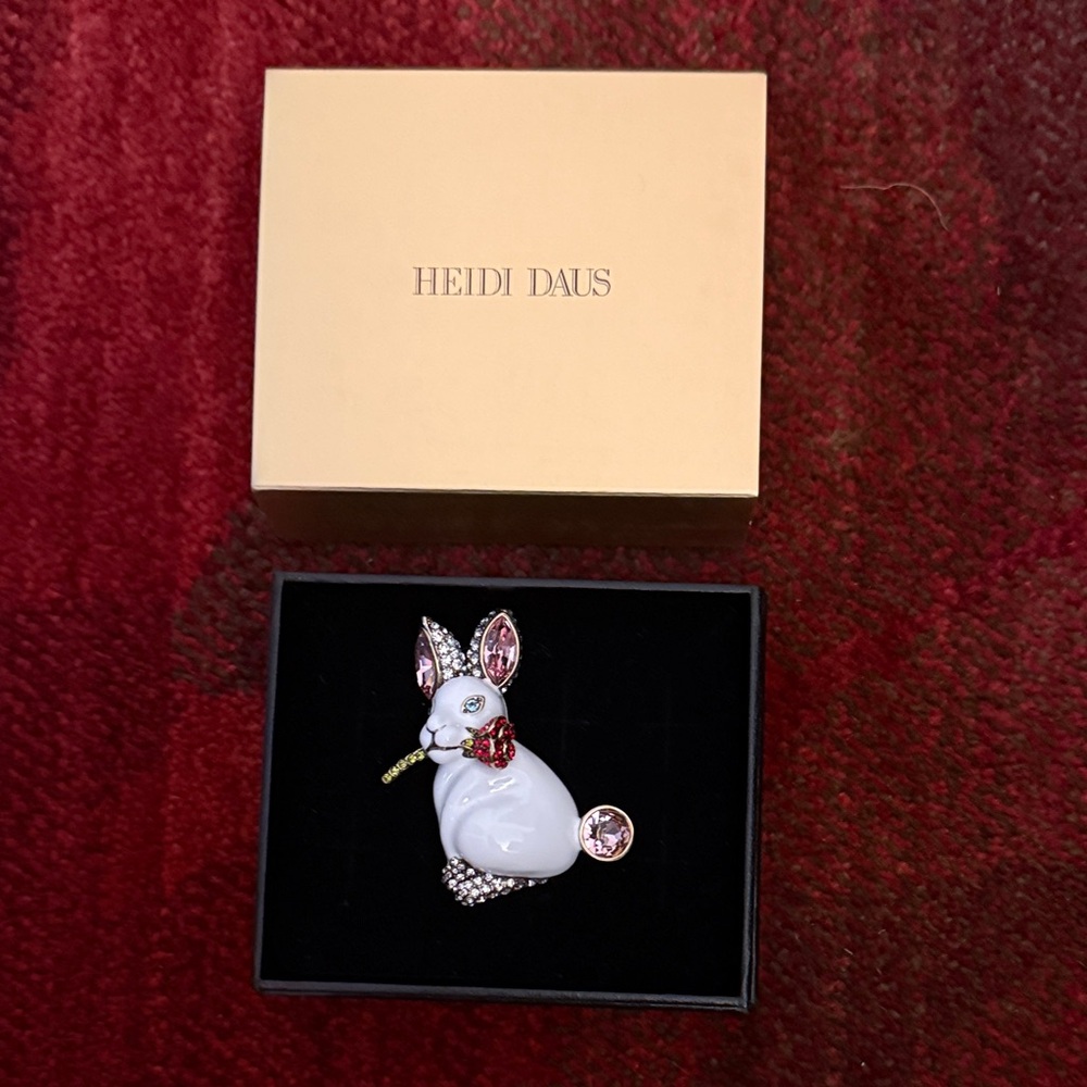 Heidi Daus White and Red Rabbit Figurine
